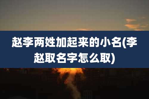赵李两姓加起来的小名(李赵取名字怎么取)
