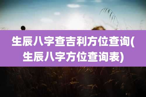 生辰八字查吉利方位查询(生辰八字方位查询表)