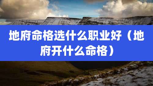 地府命格选什么职业好（地府开什么命格）