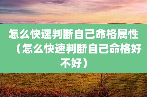 怎么快速判断自己命格属性（怎么快速判断自己命格好不好）