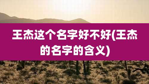 王杰这个名字好不好(王杰的名字的含义)