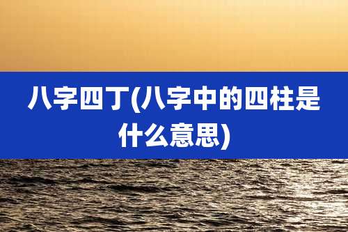 八字四丁(八字中的四柱是什么意思)