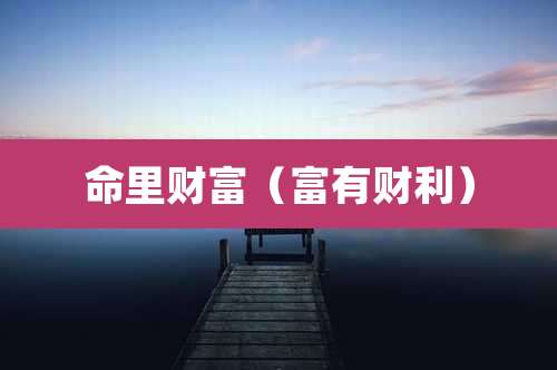 命里财富（富有财利）