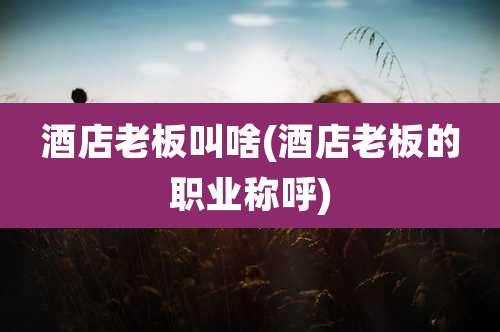 酒店老板叫啥(酒店老板的职业称呼)