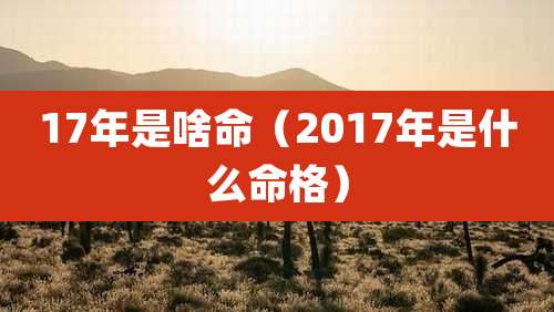 17年是啥命（2017年是什么命格）