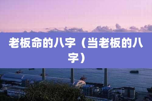 老板命的八字（当老板的八字）