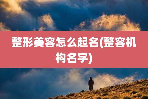 整形美容怎么起名(整容机构名字)