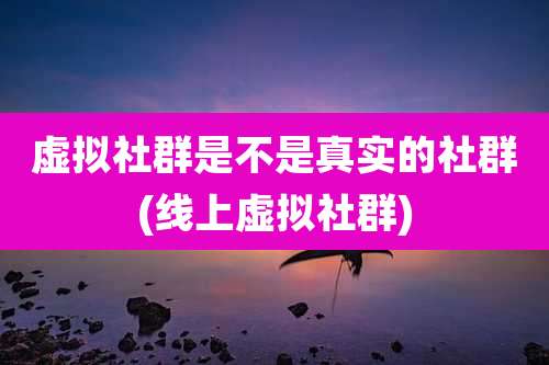 虚拟社群是不是真实的社群(线上虚拟社群)