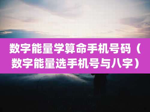 数字能量学算命手机号码（数字能量选手机号与八字）