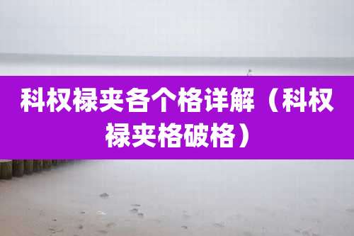 科权禄夹各个格详解（科权禄夹格破格）