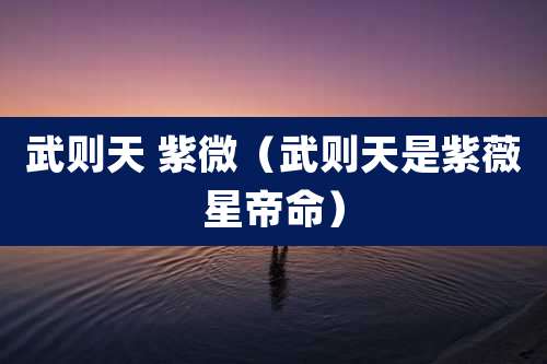 武则天 紫微（武则天是紫薇星帝命）