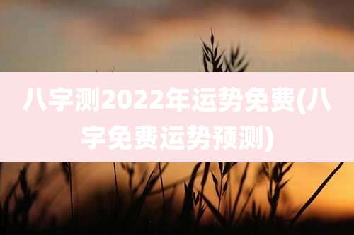 八字测2022年运势免费(八字免费运势预测)
