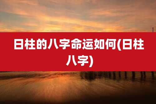 日柱的八字命运如何(日柱 八字)