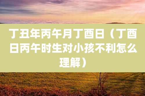 丁丑年丙午月丁酉日（丁酉日丙午时生对小孩不利怎么理解）