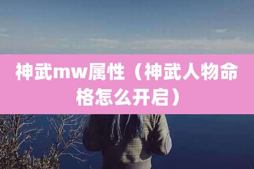 神武mw属性（神武人物命格怎么开启）
