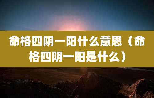 命格四阴一阳什么意思（命格四阴一阳是什么）