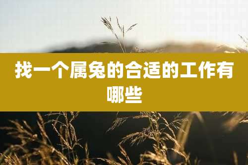 找一个属兔的合适的工作有哪些