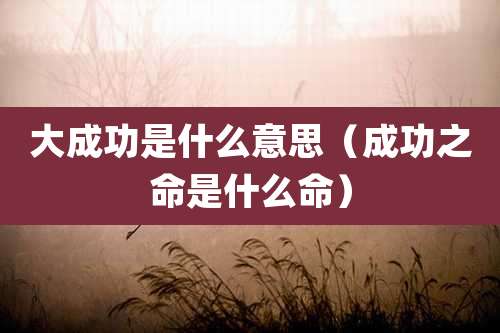 大成功是什么意思（成功之命是什么命）