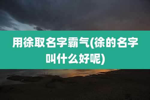 用徐取名字霸气(徐的名字叫什么好呢)