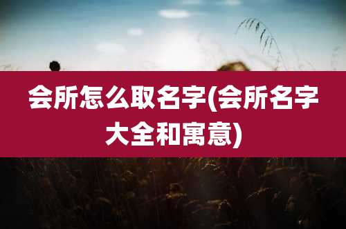 会所怎么取名字(会所名字大全和寓意)