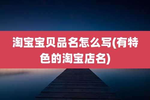 淘宝宝贝品名怎么写(有特色的淘宝店名)