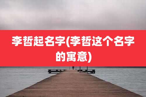 李哲起名字(李哲这个名字的寓意)