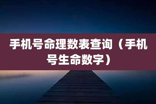 手机号命理数表查询（手机号生命数字）