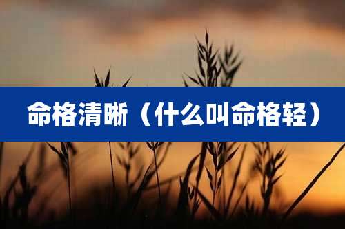 命格清晰（什么叫命格轻）
