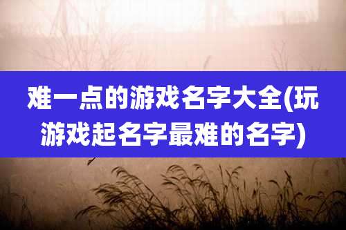 难一点的游戏名字大全(玩游戏起名字最难的名字)