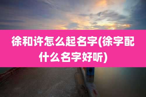 徐和许怎么起名字(徐字配什么名字好听)