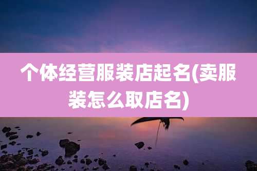个体经营服装店起名(卖服装怎么取店名)