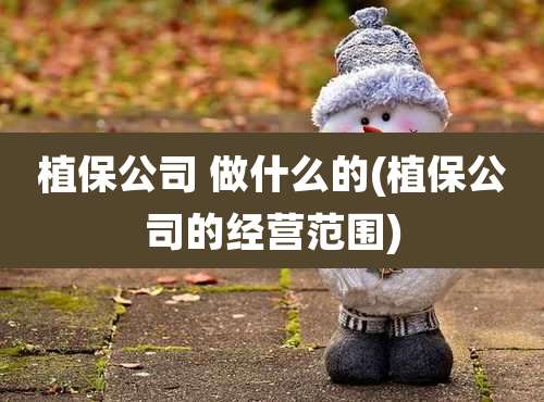 植保公司 做什么的(植保公司的经营范围)
