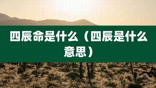 四辰命是什么（四辰是什么意思）