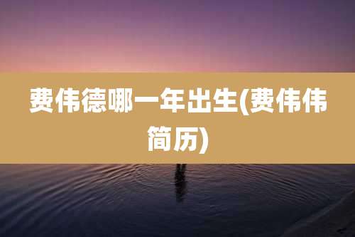 费伟德哪一年出生(费伟伟简历)
