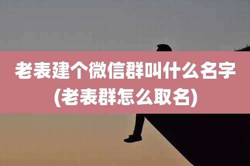 老表建个微信群叫什么名字(老表群怎么取名)