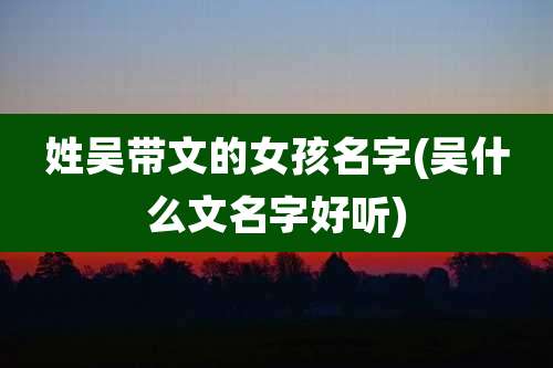 姓吴带文的女孩名字(吴什么文名字好听)