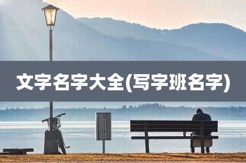 文字名字大全(写字班名字)