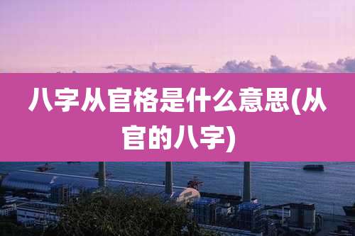 八字从官格是什么意思(从官的八字)