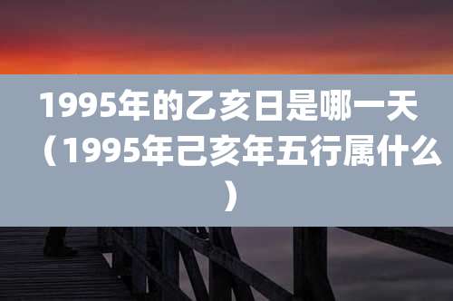 1995年的乙亥日是哪一天（1995年己亥年五行属什么）