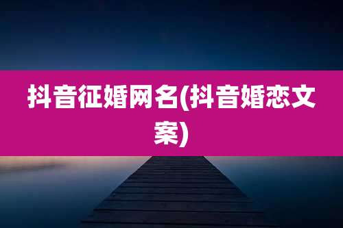 抖音征婚网名(抖音婚恋文案)