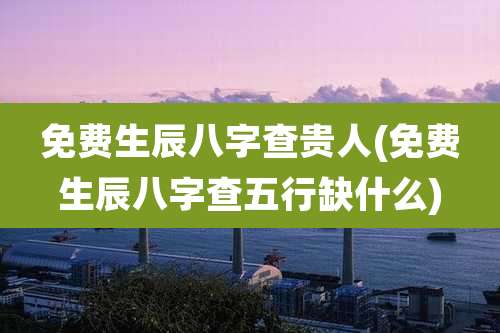 免费生辰八字查贵人(免费生辰八字查五行缺什么)