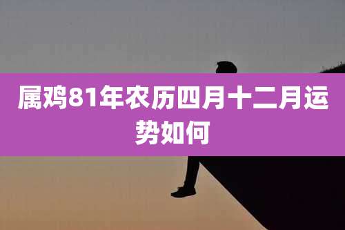 属鸡81年农历四月十二月运势如何