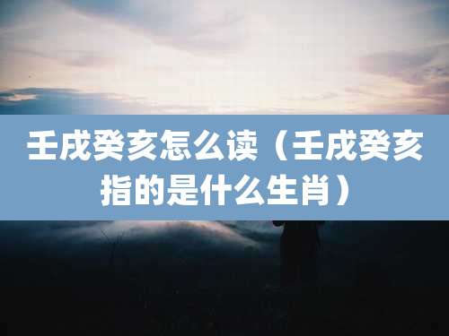 壬戌癸亥怎么读（壬戌癸亥指的是什么生肖）