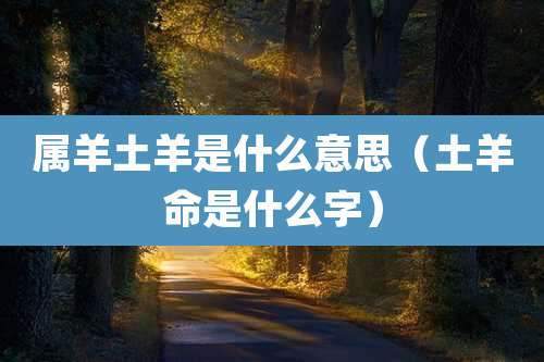 属羊土羊是什么意思（土羊命是什么字）