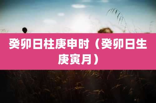 癸卯日柱庚申时（癸卯日生庚寅月）