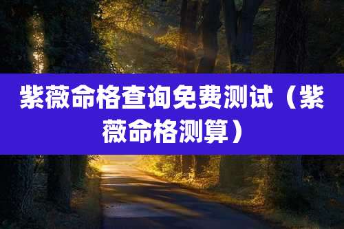 紫薇命格查询免费测试(紫薇命格测算)