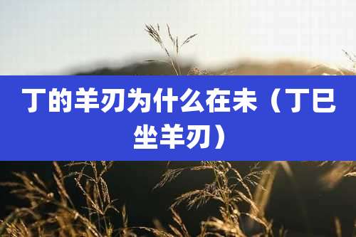 丁的羊刃为什么在未(丁巳坐羊刃)