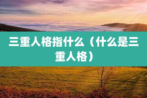 三重人格指什么（什么是三重人格）