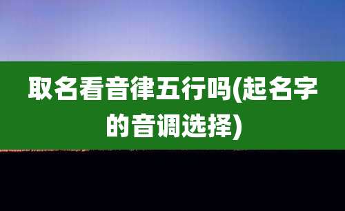 取名看音律五行吗(起名字的音调选择)
