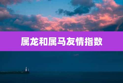 属龙和属马友情指数